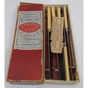6 Table knives Box Economy Utility Stain-Proof Cutlery Sheffield England 9.25"